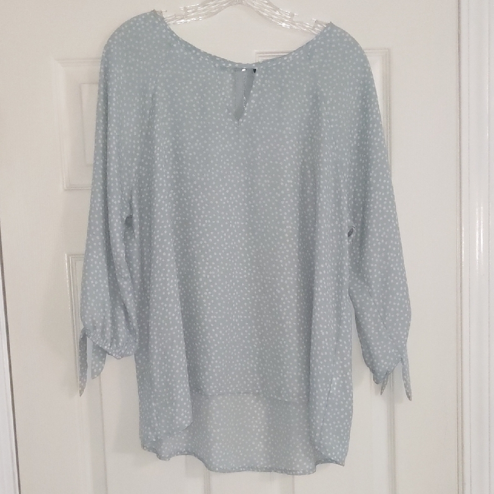 EUC✨ PAPERMOON XL mint/light blue Coraley 3/4 Tie Sleeve Blouse from Stitchfix - Picture 5 of 17